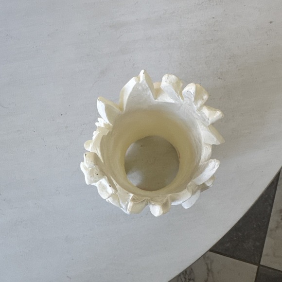 VTG Hand-Carved Soapstone Hurricane Candle Artisan Floral Motif - Picture 4 of 7